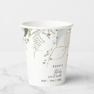 Vasos De Papel Moderna vegetación y copas de papel Baby Shower de