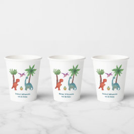 Vasos De Papel Moderna y atractiva acuarela de los dinosaurios