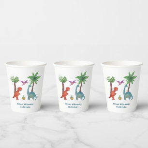 Vasos De Papel Moderna y atractiva acuarela de los dinosaurios