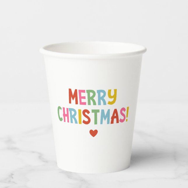 Vasos De Papel Moderna y colorida Navidad Feliz (Anverso)