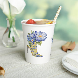 Vasos De Papel Moderna y elegante Chinoiserie Floral High Heel