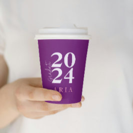 Vasos De Papel Moderna y elegante fiesta de graduación púrpura de