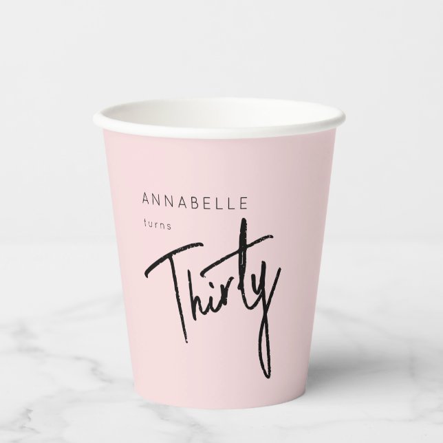 Vasos De Papel Moderno 30.ª fiesta de 30 años (Anverso)