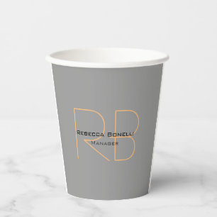 Vasos De Papel Moderno administrador de monogramas simple y Minim