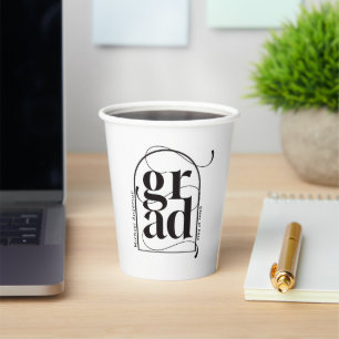 Vasos De Papel Moderno Arco Negro Minimalista Audaz Graduación