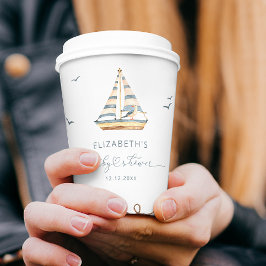 Vasos De Papel Moderno Baby Shower de barco de vela simple