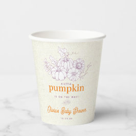 Vasos De Papel Moderno Burlap Purple Naranja Pumpkin Baby Shower