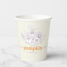Vasos De Papel Moderno Burlap Purple Naranja Pumpkin Baby Shower