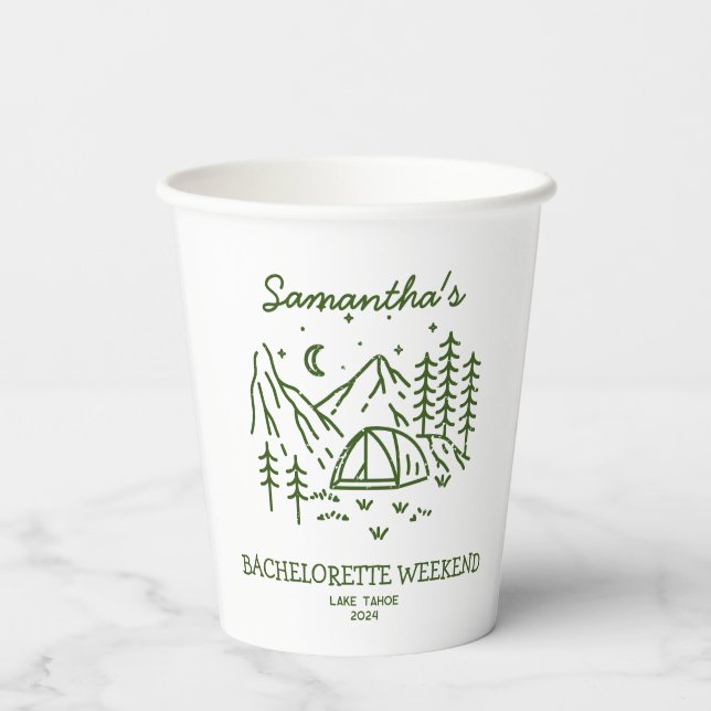Vasos De Papel Moderno Camping Simple Bachelorette Party Naturale (Reverso )