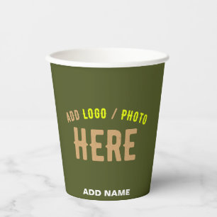 VASOS DE PAPEL MODERNO EJÉRCITO PERSONALIZADO VERIFICADO VERDE VE