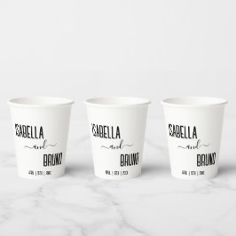 Vasos De Papel Moderno, elegante Boda de texto negro personalizad