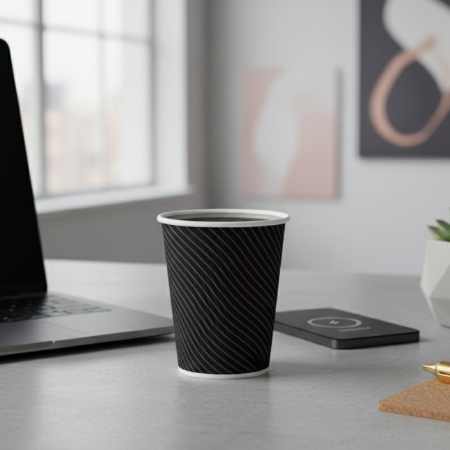 Vasos De Papel Moderno elegante rayado negro (Subido por el creador)