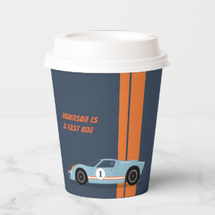 Vasos De Papel Moderno Fast One Race Car Boy Primer Cumpleaños