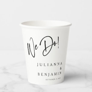 Vasos De Papel Moderno Hacemos Elegante Boda Personalizada Blanco