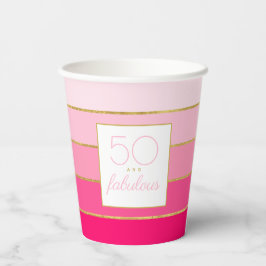 Vasos De Papel Moderno Hot Pink & Gold 50 y fabuloso cumpleaños