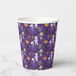 Vasos De Papel Moderno modelo de Personalizado de Halloween púrpu