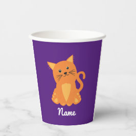 Vasos De Papel Moderno Naranja Gatito En Personalizado De Niños M