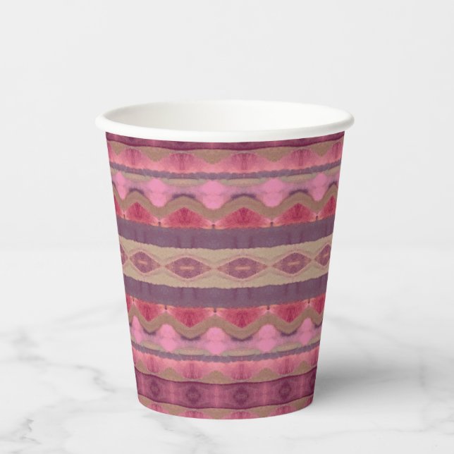 Vasos De Papel Moderno Patrón Rosa (Anverso)