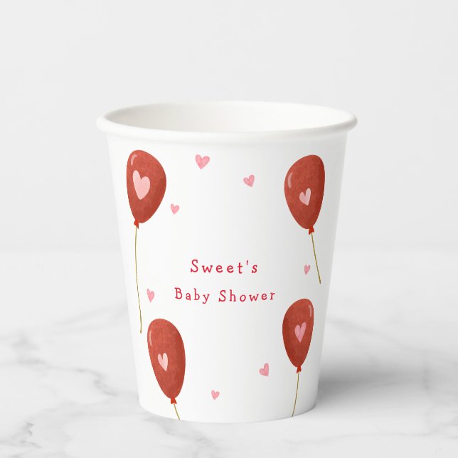 Vasos De Papel Moderno pequeño Baby Shower Globo (Anverso)