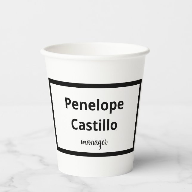 Vasos De Papel Moderno profesional Sencillo Estilo Blanco y Negro (Anverso)
