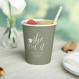 Vasos De Papel Moderno Sage Green Elegant Fonts Grad Fiesta