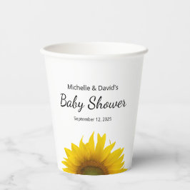 Vasos De Papel Moderno Sunflower Floral Simple Baby Shower