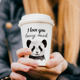 Vasos De Papel Moderno Te Amo Mucho Panda Blanco Y Negro