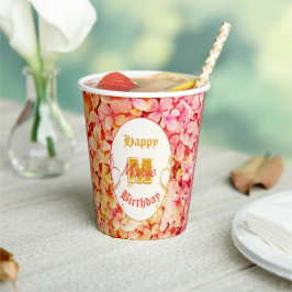 Vasos De Papel Moderno y elegante Fiesta de monograma Ombre Feliz