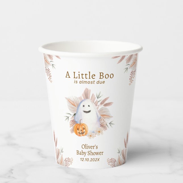 Vasos De Papel Moderno y elegante Pequeño Boo Boho Fantasma Baby  (Anverso)