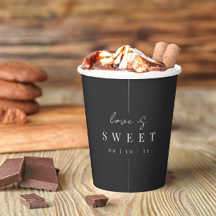 Vasos De Papel Moderno y mínimo "El amor es dulce" Boda Cacao cal