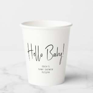 Vasos De Papel Moderno y simple Hola Bebé! Baby Shower