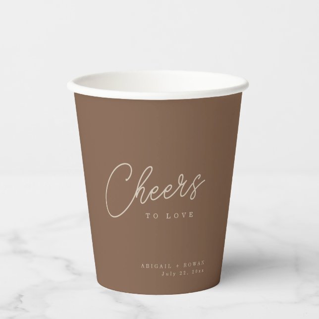 Vasos de papel Modernos Marrón Beige Brindis por e (Anverso)
