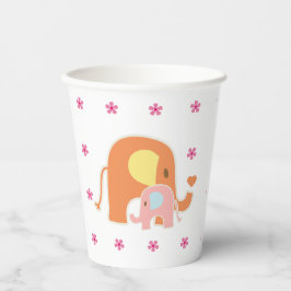 Vasos De Papel Mom and Pink Elephant Baby Shower 