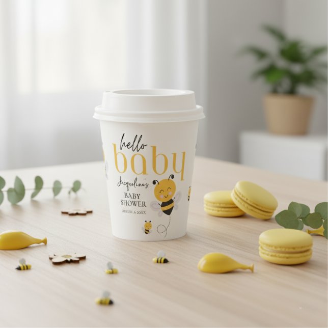 Vasos De Papel Momentos bonitos: Hola Bee Bee Shower (Bee-utiful Moments: Hello Baby Bee Shower Paper Cups)