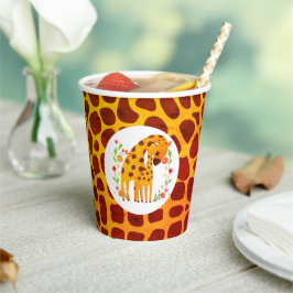 Vasos De Papel Mommy Giraffe y Calf Baby Shower
