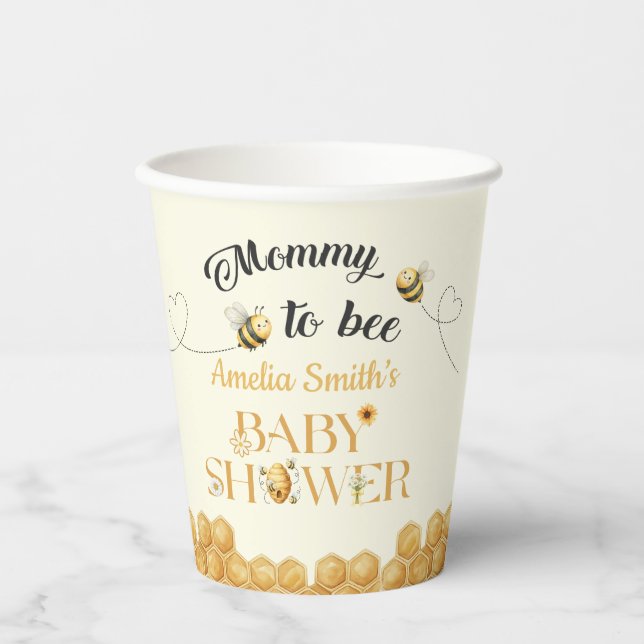 Vasos De Papel Mommy To Bee Baby Shower (Anverso)