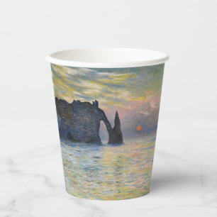 Vasos De Papel Monet - Manneport, acantilado en Etretat, Sunset
