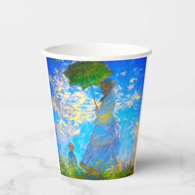Vasos De Papel Monet Woman con una sombrilla (Anverso)