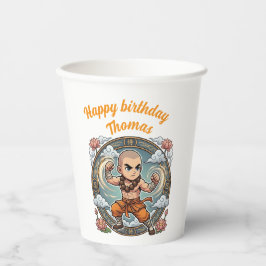 Vasos De Papel Monk Martial Arts Anime Chibi Gamer Birthday
