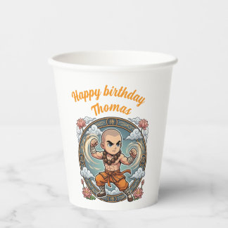 Vasos De Papel Monk Martial Arts Anime Chibi Gamer Birthday