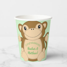 Vasos De Papel Monkey Baby Shower Green