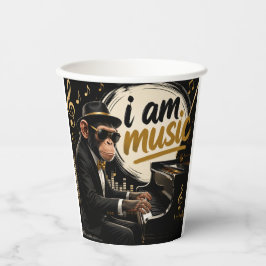 Vasos De Papel Monkey Playing Piano Music Poster – I Am Music