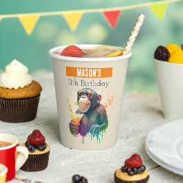 Vasos De Papel Mono de las vibraciones de verano - Cumpleaños