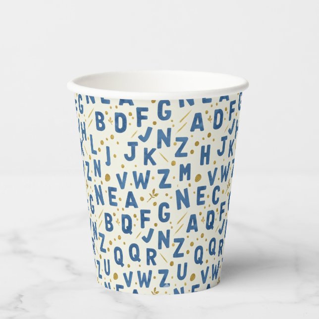 Vasos De Papel Monochrome Blue Alphabet (Anverso)