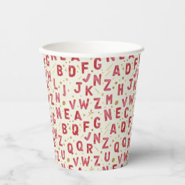 Vasos De Papel Monochrome Red Alphabet