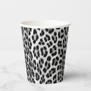 Vasos De Papel Monocromo blanco y negro, patrón leopardo