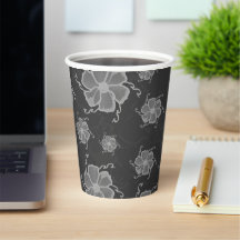 Vasos de papel monocromo FTF para fiestas con tapa