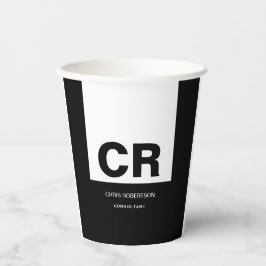 Vasos De Papel Monograma blanco negro Crear regalo Personalizado