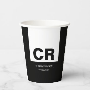 Vasos De Papel Monograma blanco negro Crear regalo Personalizado