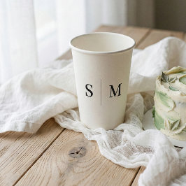 Vasos De Papel Monograma Clásico Blanco